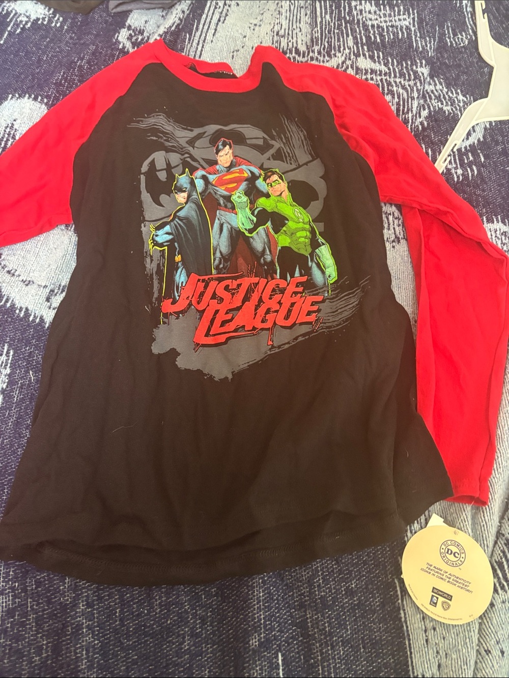 Justice League Raglan Long Sleeve Tee - Black & Red